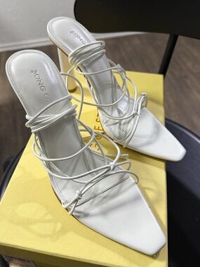 Song of Style White Strappy Square-Toe Heeled Sandals